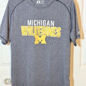 Russell Athletic Gray Michigan Wolverines Tee Tshirt Size M EUC AM